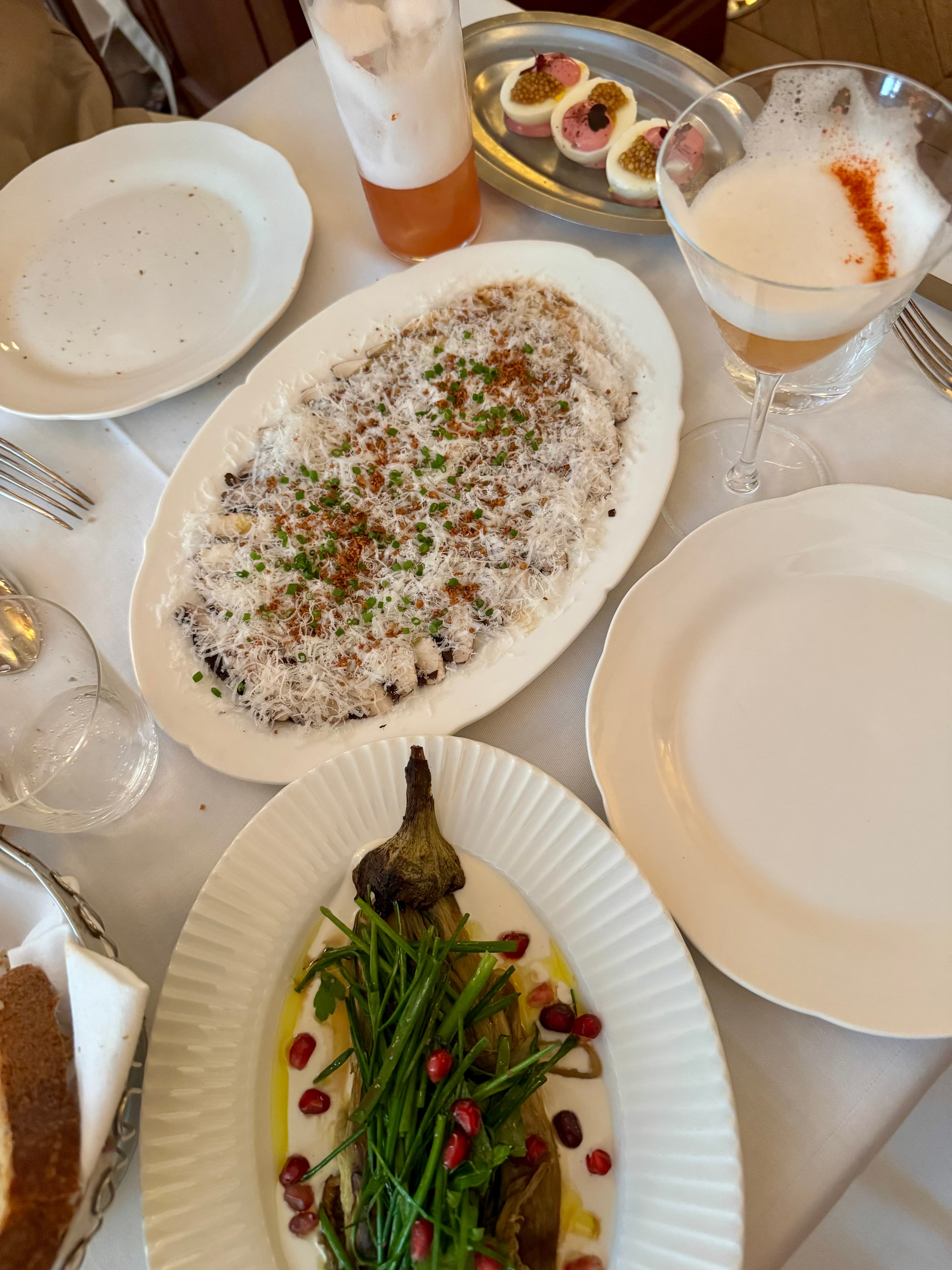 A selection of dishes and cocktails at Billie.