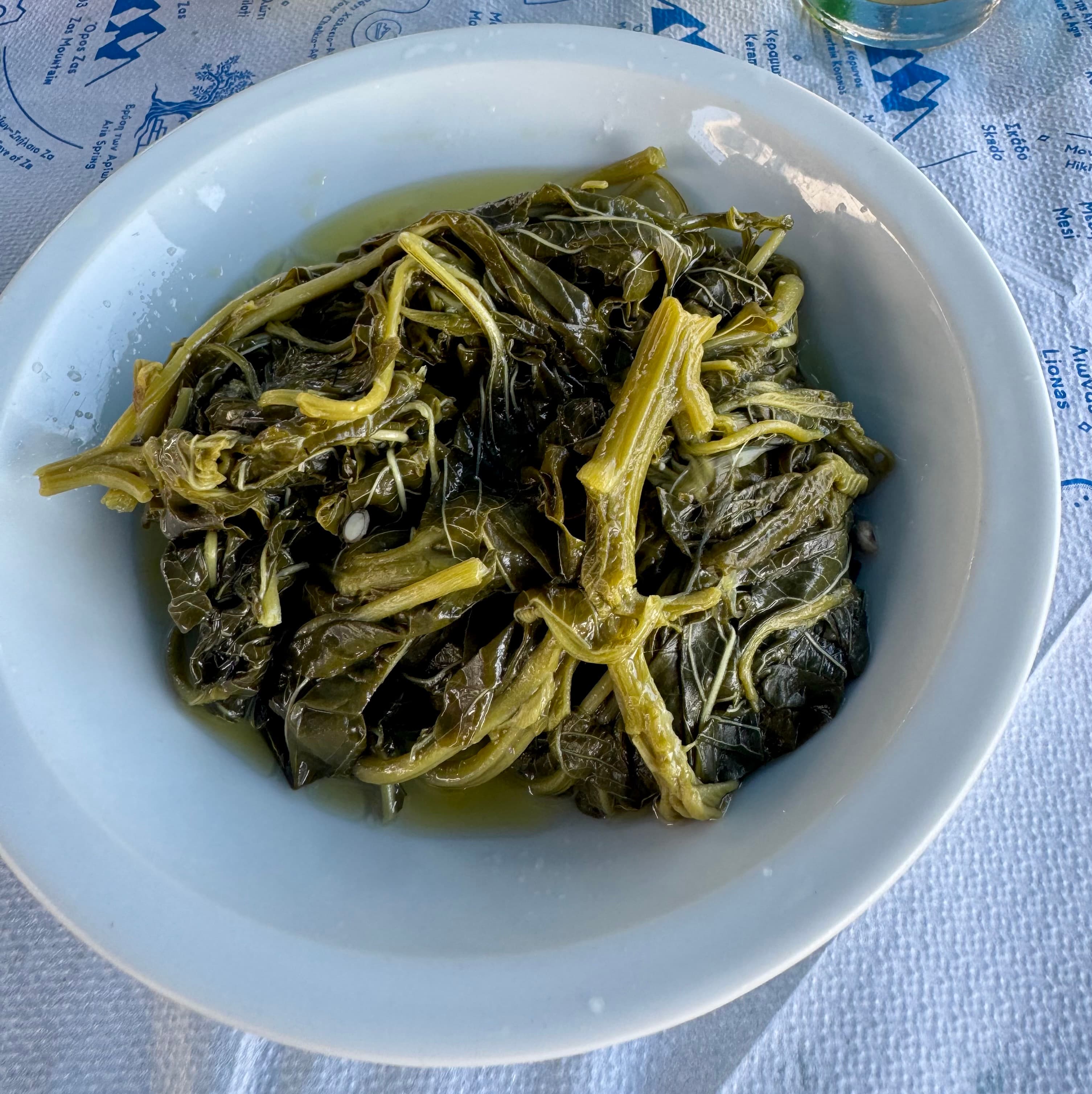 Boiled greens straight from the pot.