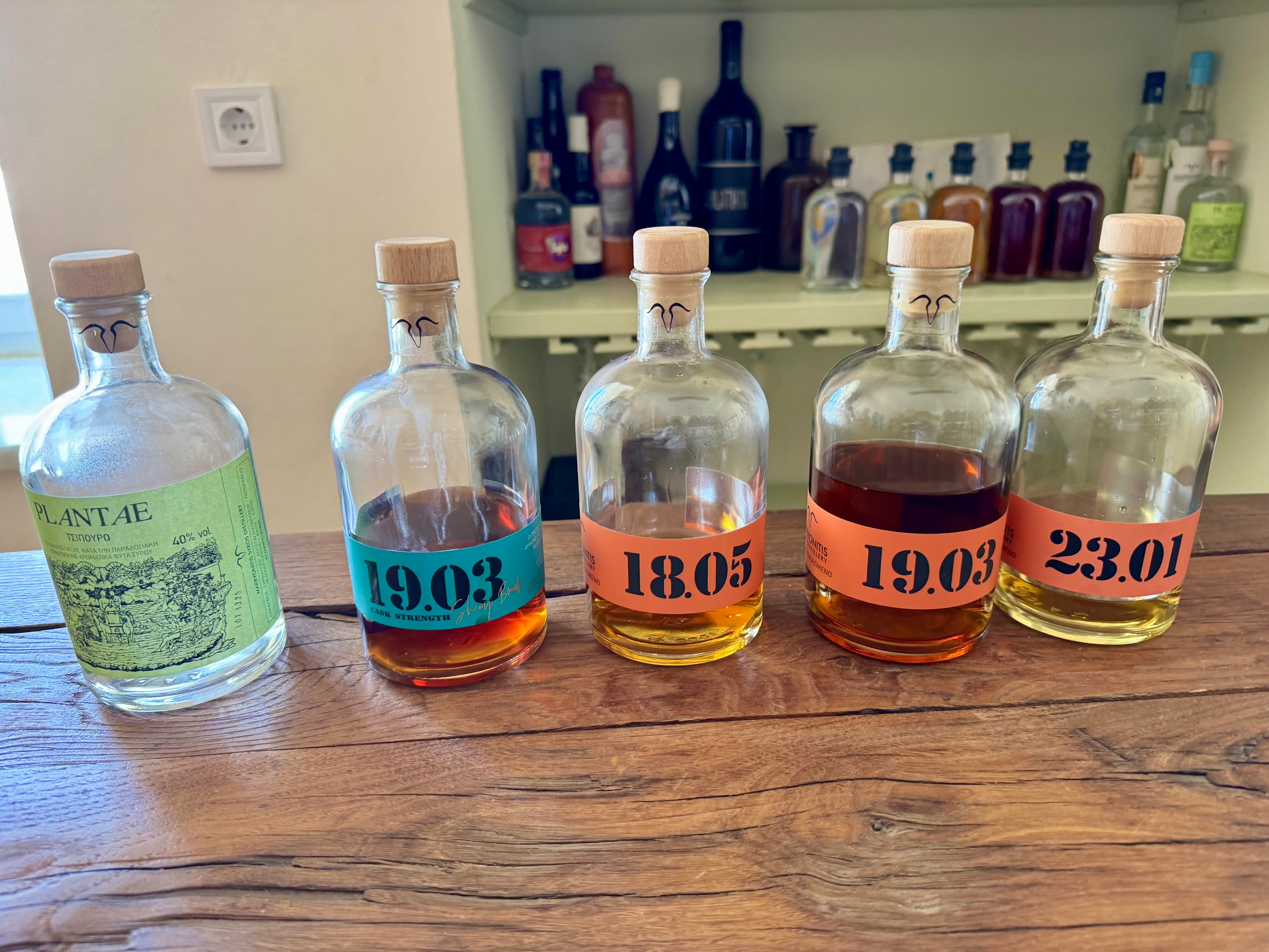 Makryonitis' aged tsipouro range and double-distilled tsipouro.