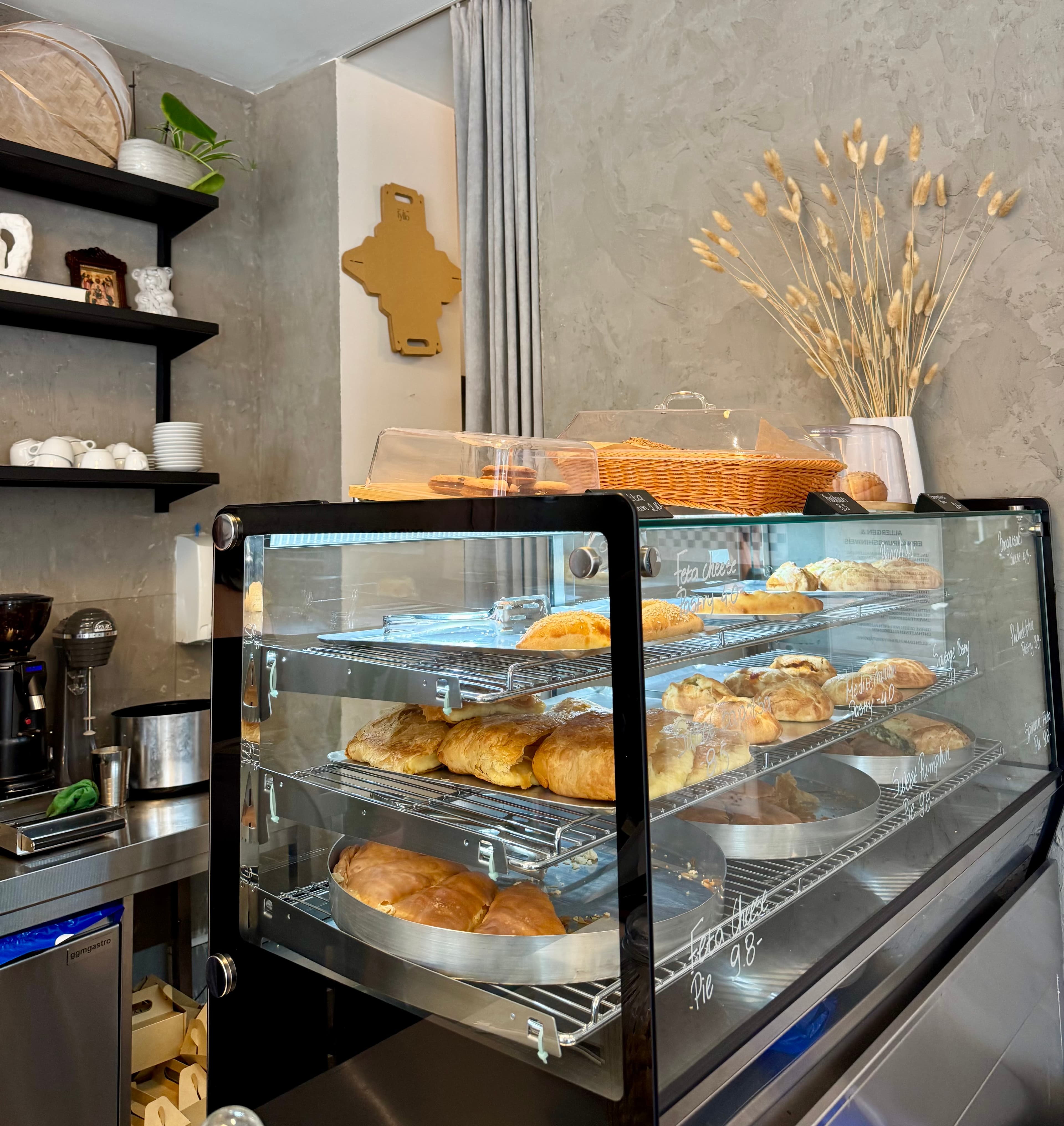The store’s display case with all the baked goods you can try.
