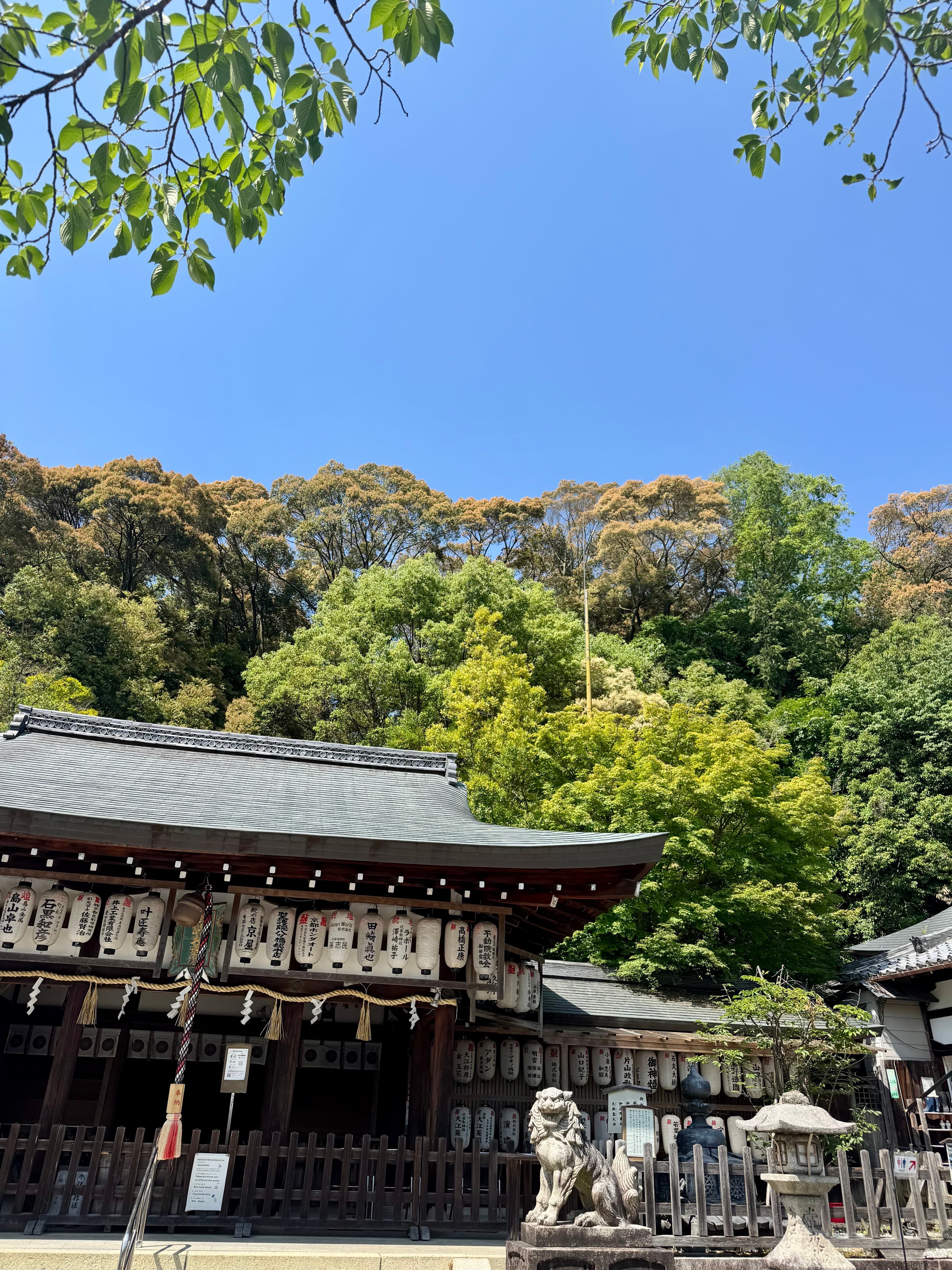 The **Kumano Nyakuoji Jinja shrine (熊野若王子神社)** in Kyoto, one of the three shrines dedicated to the **Kumano Gongen (熊野権現)** deity.