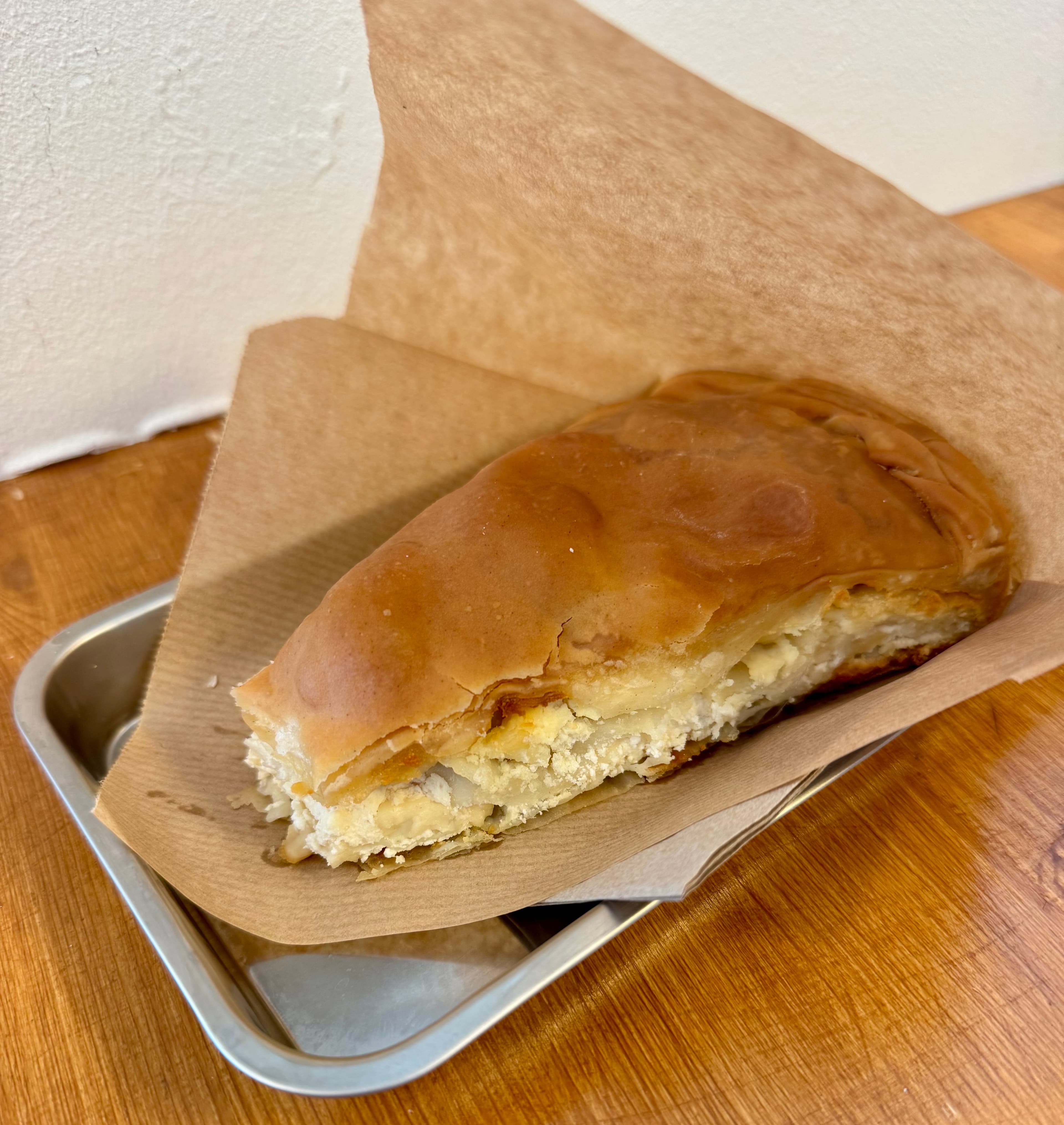 The cheese pie with handmade phyllo dough.