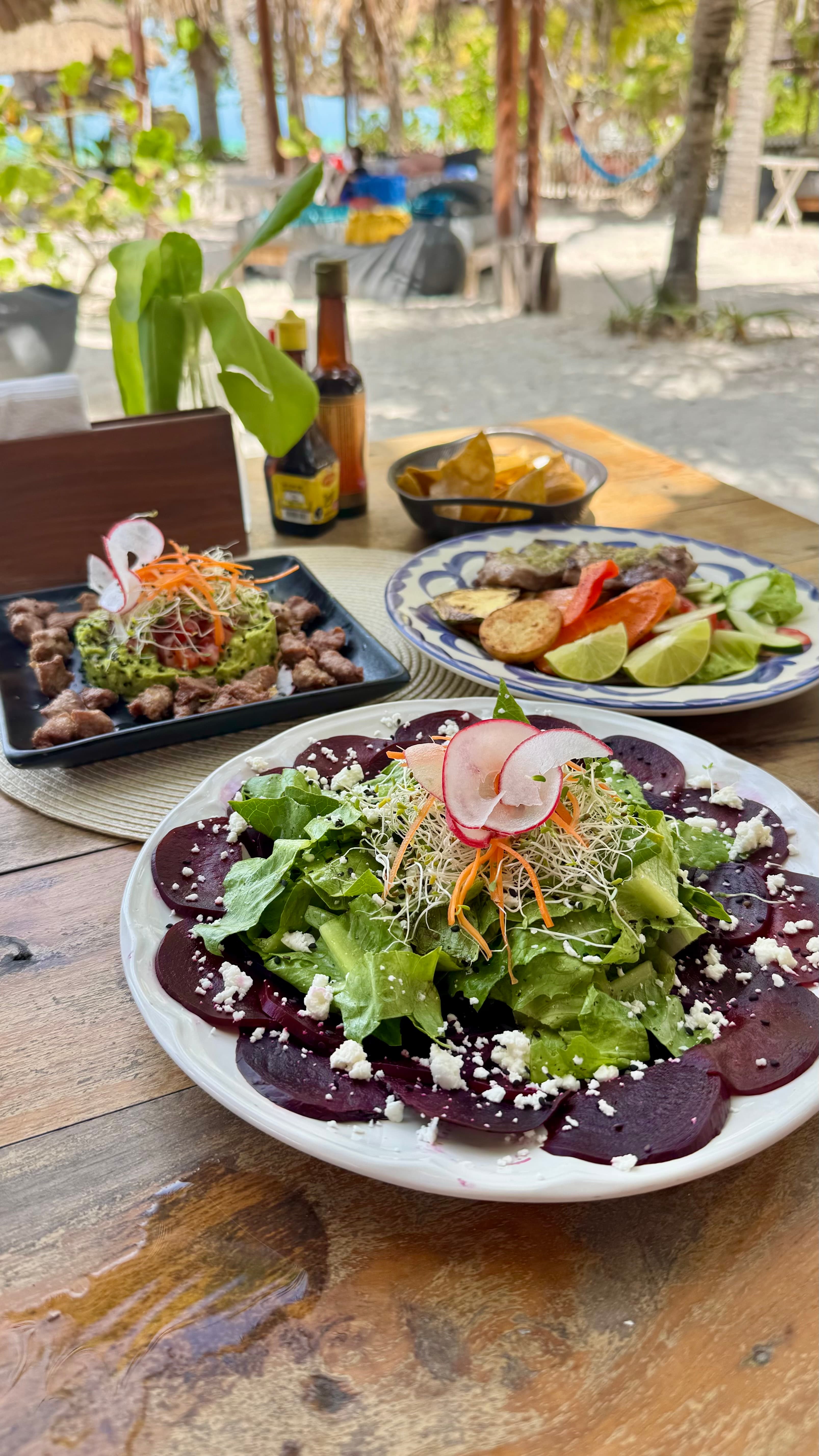 Lunch dishes at the Zomay Hotel's chiringuito.